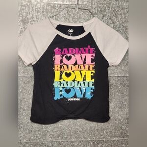 Justice Black Radiate Love Knot Front Short Sleeve Girls Med 10